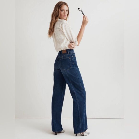 NWT Madewell Superwide-Leg Jeans in Carrington Wash: Twisted-Seam Edition - Picture 4 of 11